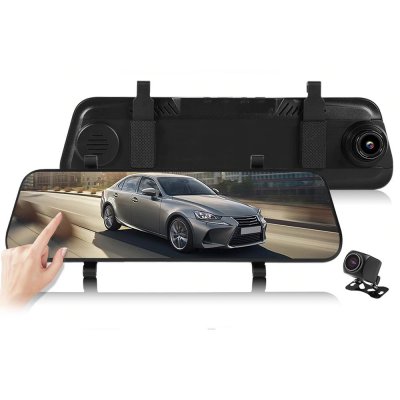 Видеорегистратор-зеркало автомобильный 1080p с экраном 10 дюймов, 2 камеры, 170 градусов-1